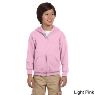 Gildan Heavy Blend Youth 50/50 Full zip Hooded Jacket Pink Size L (14 16)