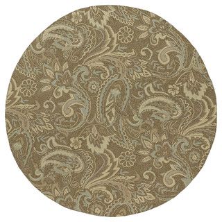 Indoor/outdoor Fiesta Brown Paisley Rug (79 Round)