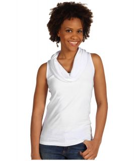 Three Dots Cotton Knits Sleeveless Rolled Cowl Neck Womens T Shirt (White)
