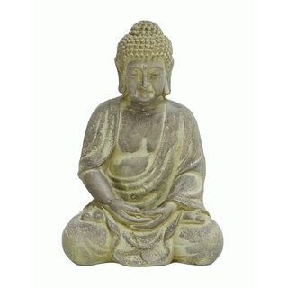 Antiqued Yellow Fiber Clay Sitting Buddha