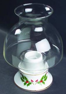 All the Trimmings Christmas Holly (Porcelain) Hurricane Lamp and Globe, Fine Chi