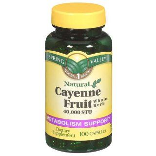 Spring Valley   Cayenne Fruit 40,000 STU, Whole Herb, 100 Capsules Health & Personal Care