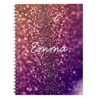 Purple name EMMA bling glitter notebook