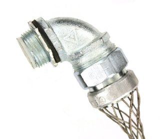Leviton L7918 90 Degree, Male, Wire Mesh Strain Relief Grip, Liquid Tight Grip, Stainless Steel   Extension Cords  