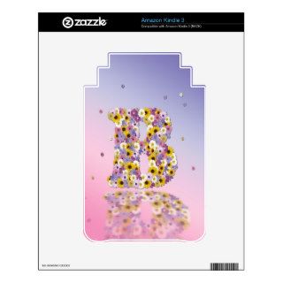 Flower letter B Skins For Kindle 3