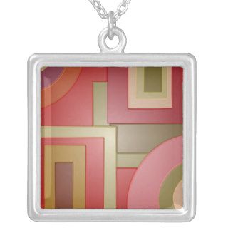 Mod red green squares circles abstract custom jewelry