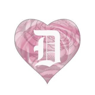 Wedding Monogram Letter D Pink Rose Sticker