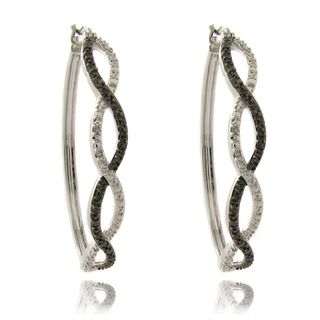 Finesque Silverplated Diamond Accent Infinity Design Hoop Earrings Finesque Diamond Earrings
