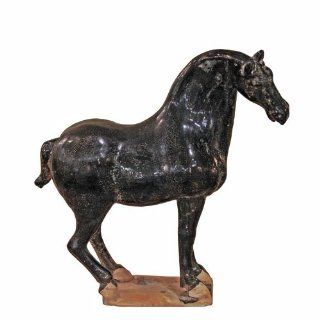 Terra Cotta Stallion in Black   Medium   Collectible Figurines