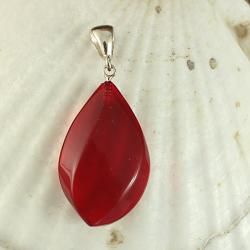 Sterling Silver Ruby Red Baltic Amber Pendant (Lithuania) Pendants