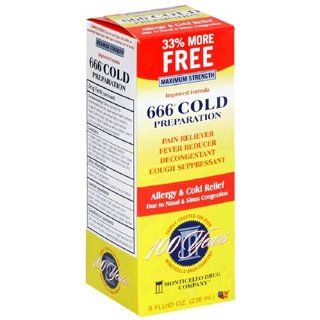 Monticello Drug Company 666 Cold Preparation, Allergy and Sinus Relief, Maximum Strength , 8 Ounces (Pack of 3) Health & Personal Care