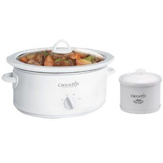 Crock Pot SCV553KM 5 1/2 Quart Oval Manual Slow Cooker with Dipper, White Crock Pot Little Dipper Kitchen & Dining