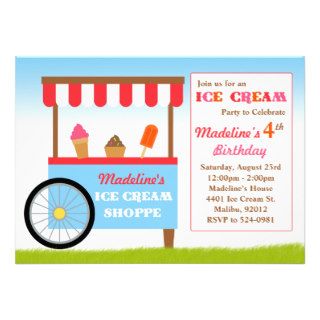 Ice Cream Stand Birthday Party Personalized Invitation