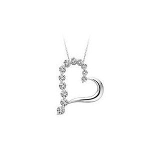 1/2 ct. tw. Journey Diamond Heart Pendant in 14K White Gold Jewelry