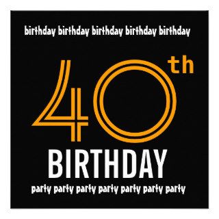 40th Birthday Party Invitation Template Gold Black