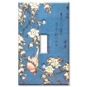 Art Plates Hokusai Weeping Cherry & Bullfinch   Oversize Single Wall Plate OVS 491