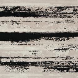 Meticulously Woven Contemporary Black/Grey Vintage Stripe Chimta Abstract Rug (5'3 x 7'3) 5x8   6x9 Rugs