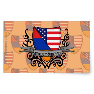 Armenian American Shield Flag Rectangular Stickers