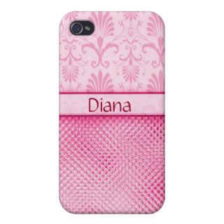 Pink Sparkly Damask iPhone 4 cases