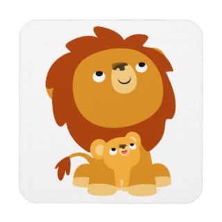 Cute Cartoon Protective Dad Lion Coaster Set