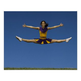 Female cheerleader doing jump splits in air 2 poster