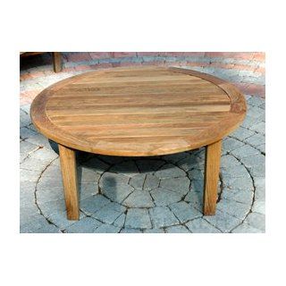 36" Natural Teak Round Outdoor Patio Wooden Coffee Table  Patio, Lawn & Garden