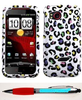 Accessory Factory(TM) Bundle (the item, 2in1 Stylus Point Pen) HTC ADR6425 (Rezound) Colorful Leopard Phone Protector Cover Cell Phones & Accessories
