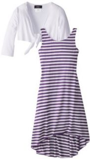 Amy Byer Girls 7 16 Stripe Twofer Dress, Purple, Medium Clothing