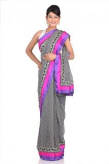 Chhabra 555 Womens Black Printed Saree One Size World Apparel Clothing