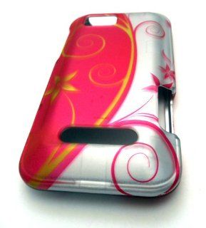 Motorola Defy XT XT555c Pink Silver Royal Swirl Vine Design Hard Matte Case Skin Cover Mobile Phone Accessory Cell Phones & Accessories