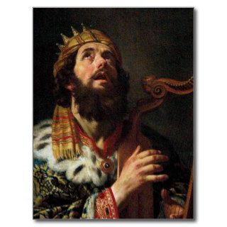 'King David Playing the Harp' Postcard