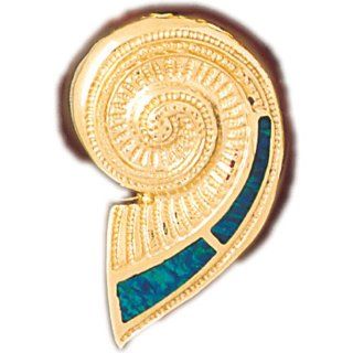 14K Yellow Gold & Opal Sea Shell Slide Jewelry