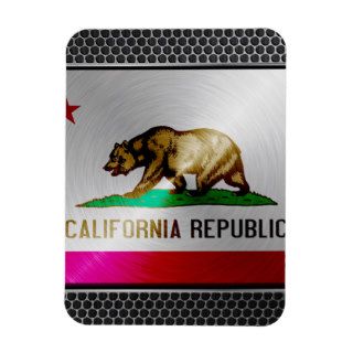 California brushed metal flag rectangular magnet