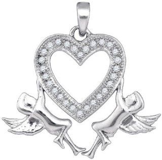 10KT White Gold 0.12 CTW Diamond HEART Pendant Vishal Jewelry Jewelry