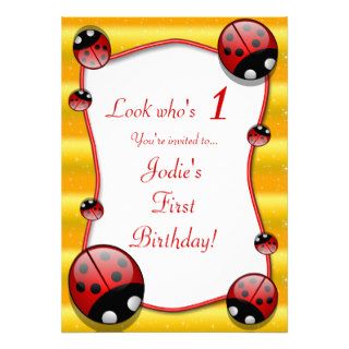 Ladybug Kids First Birthday Party Invitation