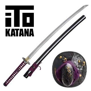 ITO Katana Folded Steel Model 556 Purple Lightning Damascus Sword  Martial Arts Swords  Sports & Outdoors