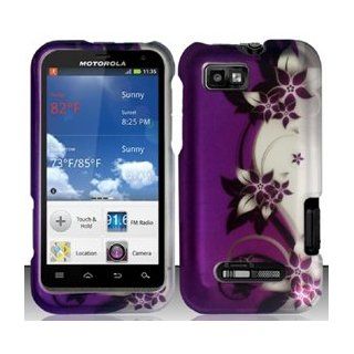 Motorola Defy XT XT556 / XT557 (StraightTalk/US Cellular) Purple/Silver Vines Design Hard Case Snap On Protector Cover + Free Opening Tool + Free American Flag Pin Cell Phones & Accessories