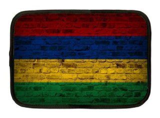 Mauritius Flag Brick Wall Design Neoprene Sleeve   Fits all iPads and Tablets