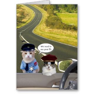 Funny Cat/Kitty Officers Birthday Card
