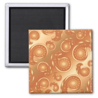 Brown and Orange Paisley Pattern Magnets