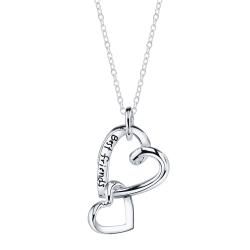 Sterling Silver 'Best Friends' Linked Two Heart Necklace Sterling Silver Necklaces
