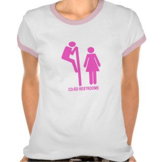 Funny CO ED Restroom stickfigures (pink) Tee Shirts