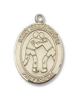 14kt Gold St. Christopher/Wrestling Medal Charm Bracelets Jewelry
