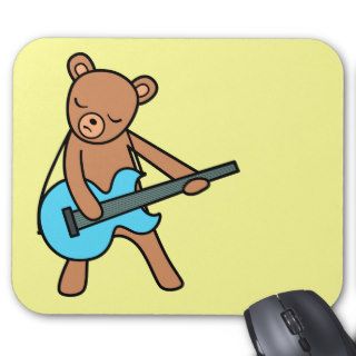 Teddy Bear Play Electric Guitar Mouse Pads