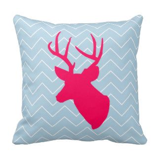 Neon Pink Deer Silhouette Pillows