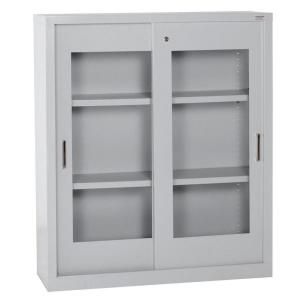 Sandusky 36 in. W x 42 in. H x 18 in. D Freestanding Clear View Sliding Door Steel Cabinet in Dove Gray BV2S361842 05