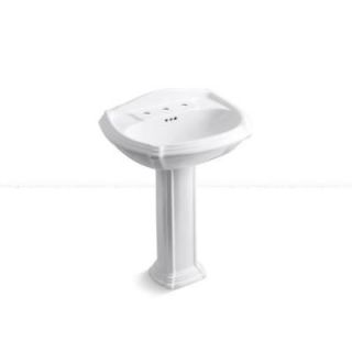 KOHLER Portrait Pedestal Combo Bathroom Sink with 8 in. Centers in White K 2221 8 0