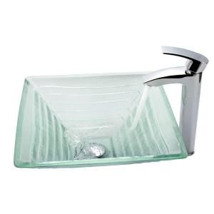 KRAUS Vessel Sink in Clear Glass Alexandrite with Visio Faucet in Chrome C GVS 910 15mm 1810CH