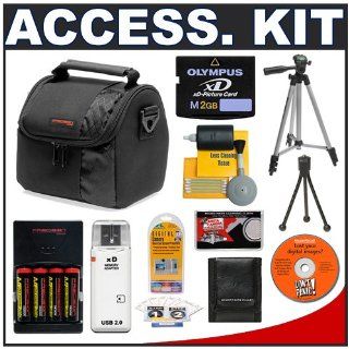 Olympus Accessory Kit with Padded Soft Carrying Case + Olympus 2GB xD Picture Card + USB 2.0 xD Picture Card Reader + Spare Multi Voltage Rapid Charger with 4 NiMH Batteries + Deluxe Photo/Video Travel Tripod for SP 310, SP 350, SP 500, SP 510, SP 550, SP 