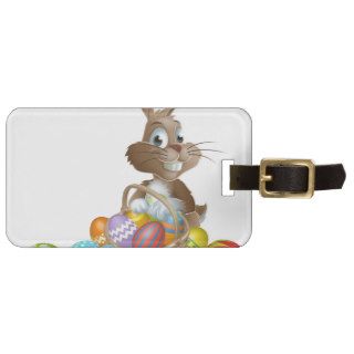 Easter bunny rabbit with Easter eggs basket Tag For Luggage